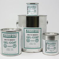 several cans of white waxed gelcoat