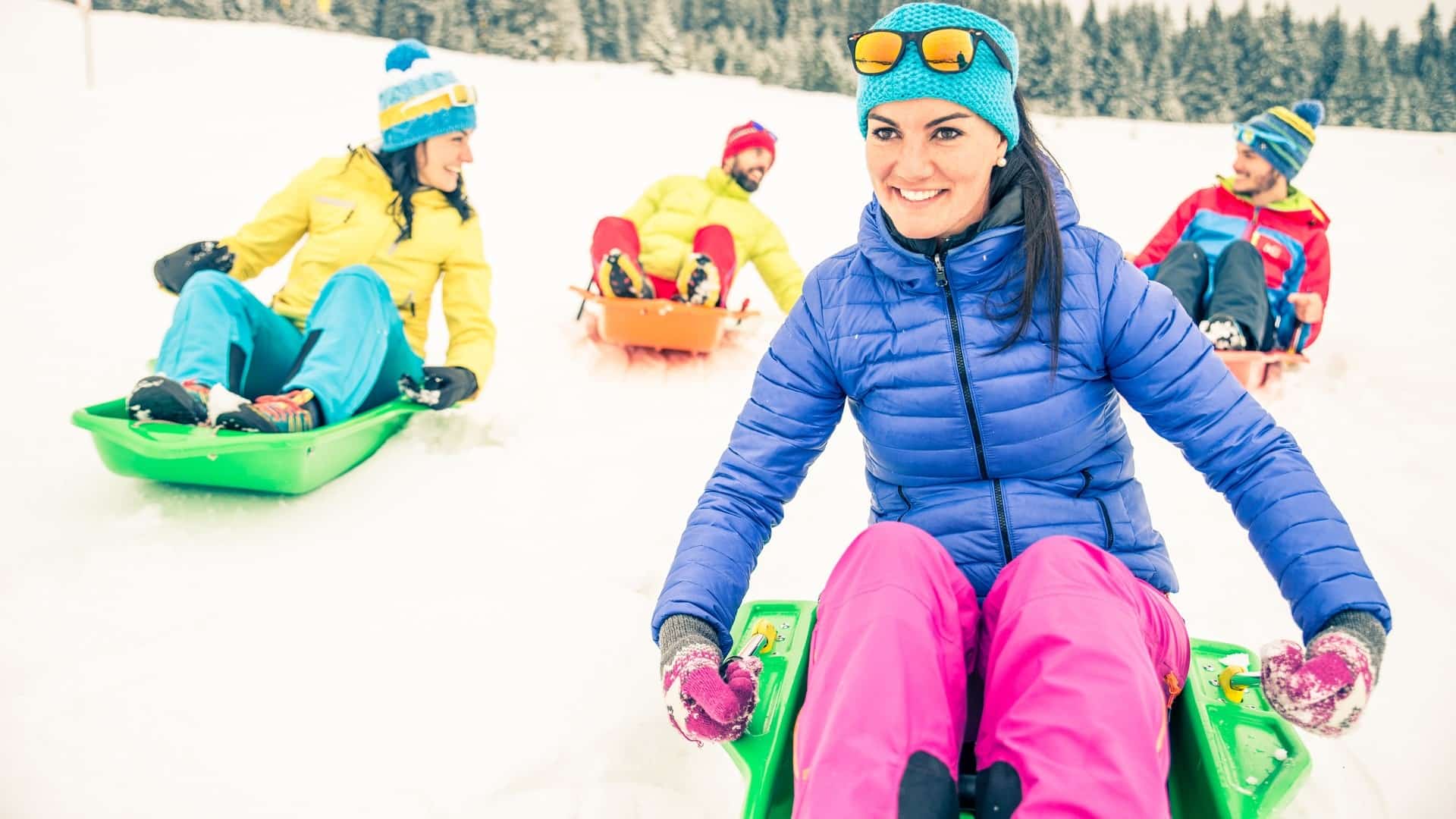 friends driving sleds